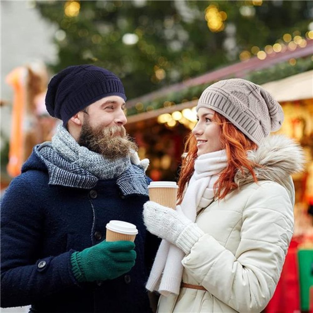 4 Pieces Knit Slouchy Beanie Hat Oversized Soft Warm Winter Beanie Hat Unisex - Picture 7 of 7